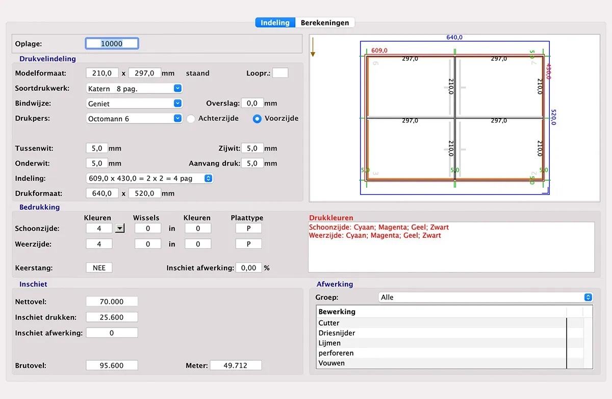 Calculatie rotatiediepdruk in MultiPress