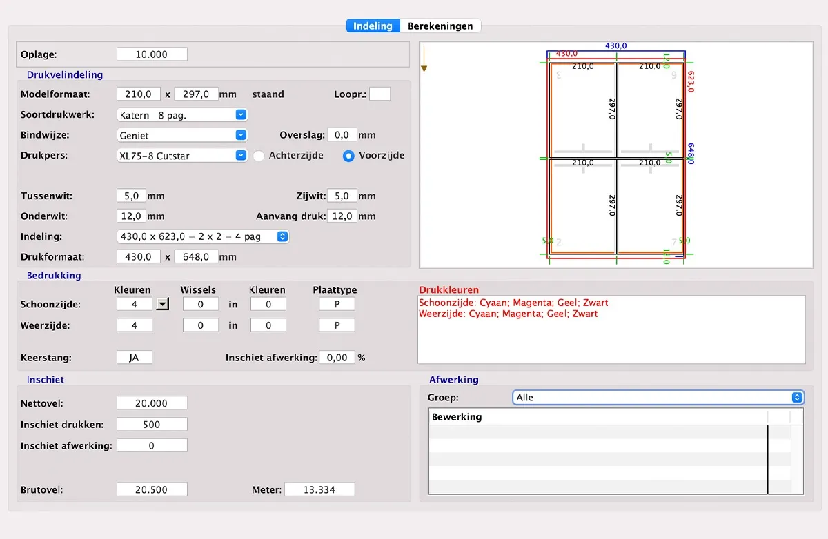 Calculatie flexo-rotatie in MultiPress