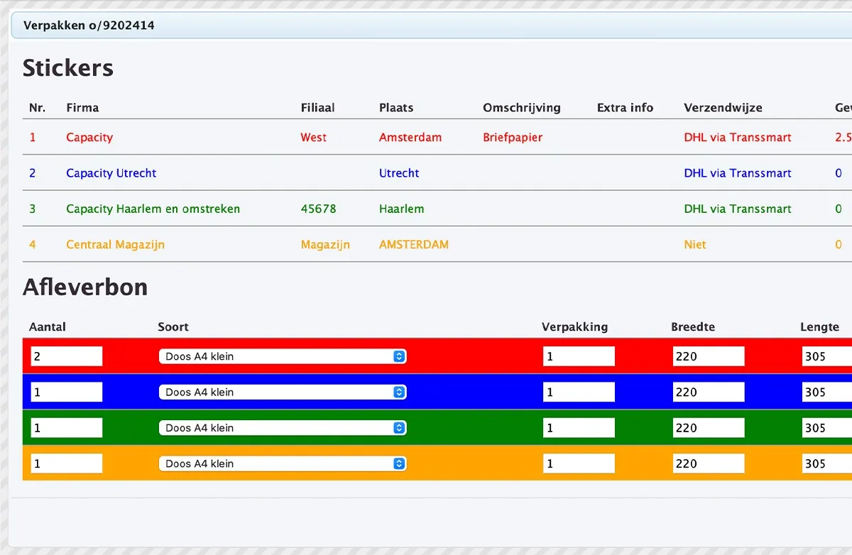 Labels, paklijst en leveringsnota's in MultiPress