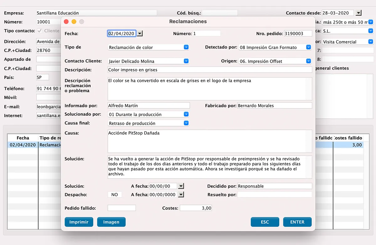 Gestión de reclamaciones in MultiPress