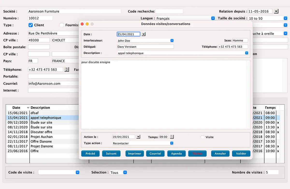 Gestion des informations de contact in MultiPress