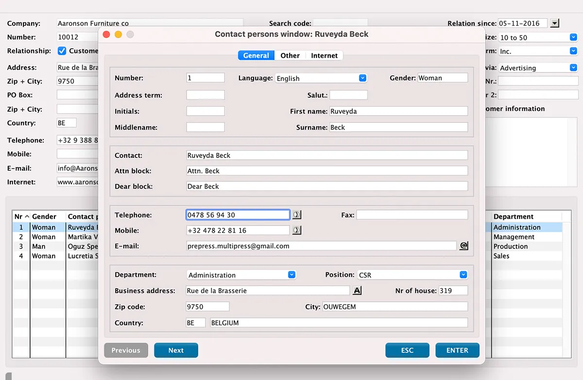 Telephone integration in MultiPress