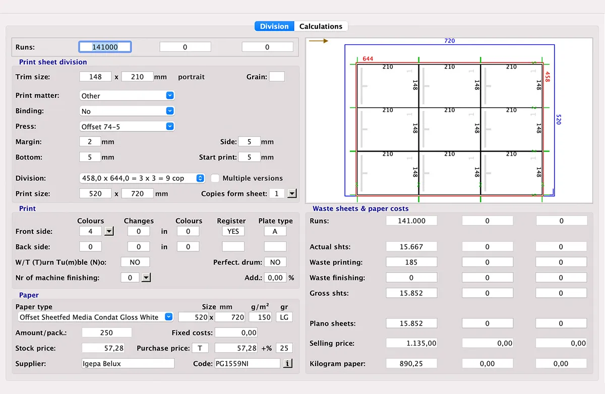 Calculation Sheet Offset in MultiPress