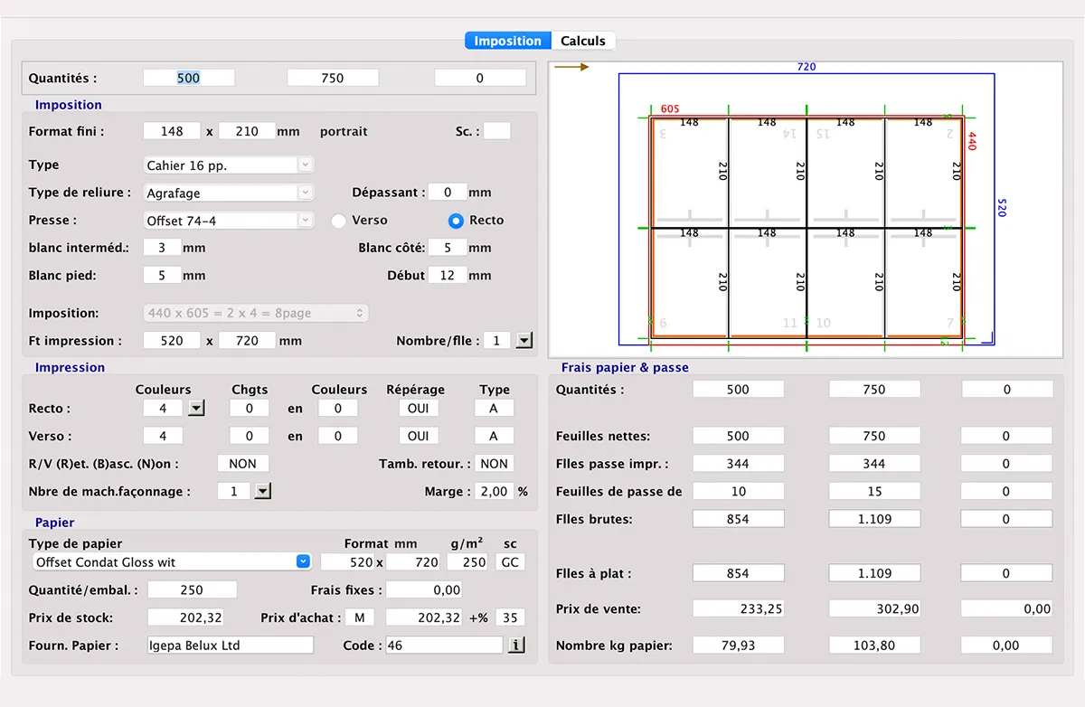 Calcul Offset feuille in MultiPress