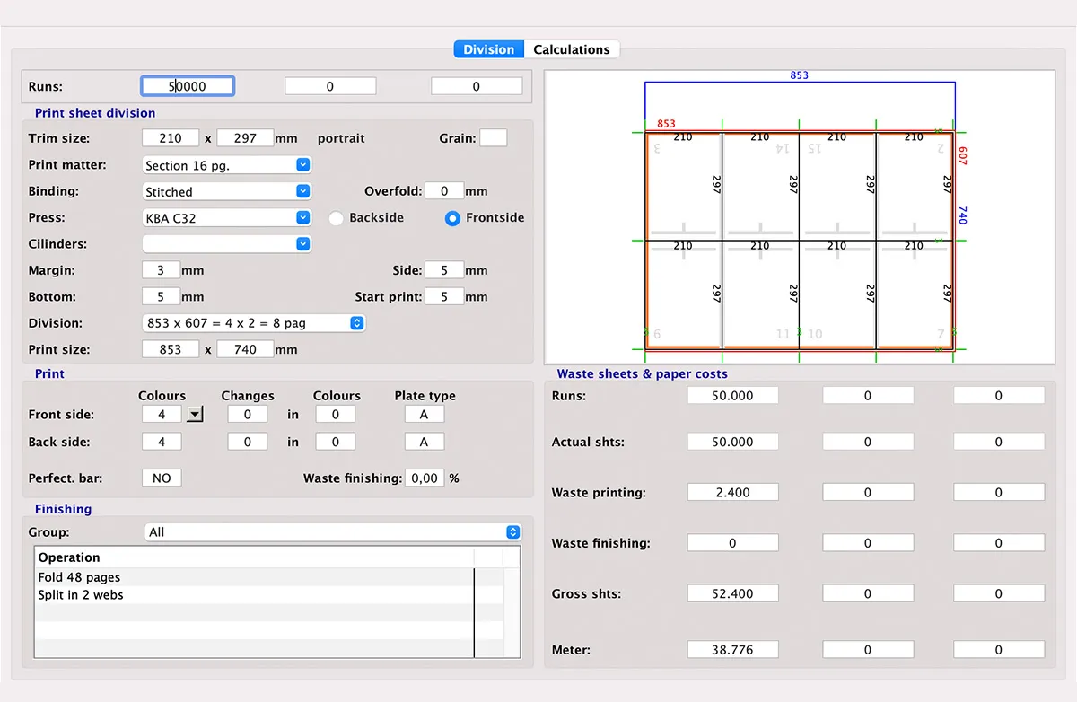 Calculation of web offset heatset rotation in MultiPress