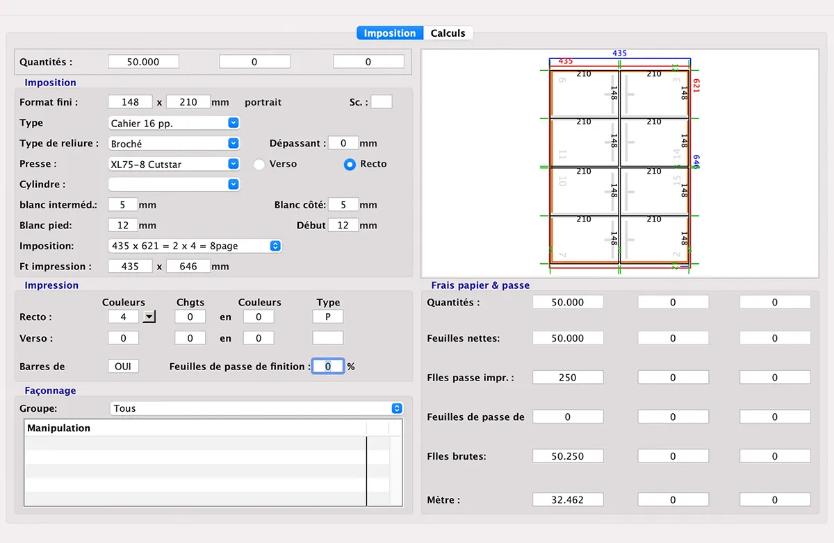 Calcul de la flexographie in MultiPress