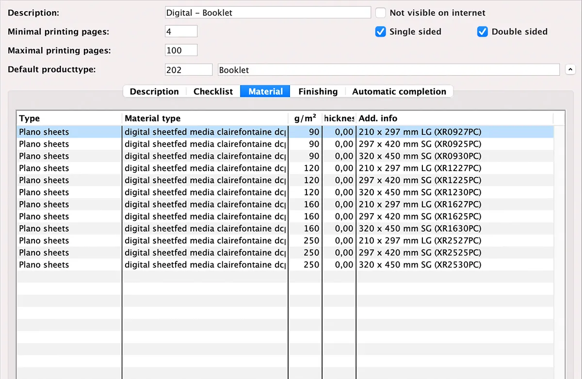 Product configurator in MultiPress