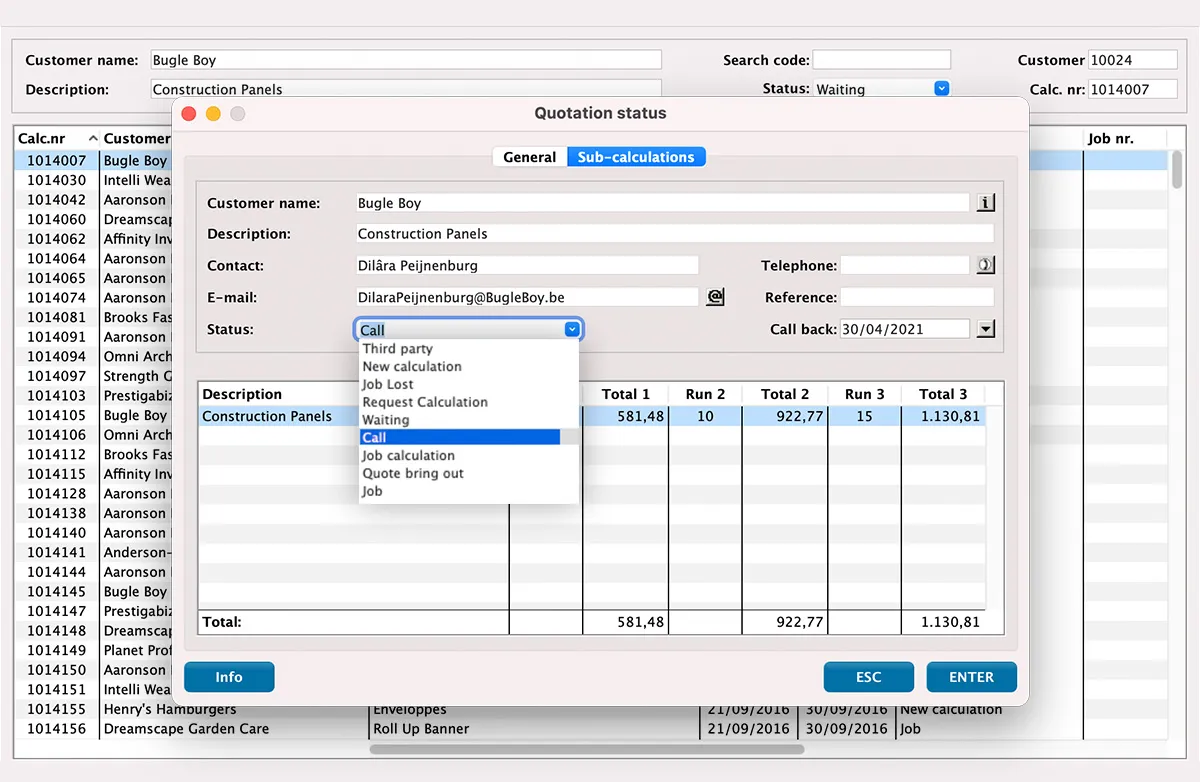 Automatic quotation follow-up in MultiPress