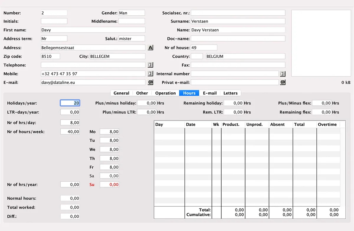 Employee Availability Schedule in MultiPress